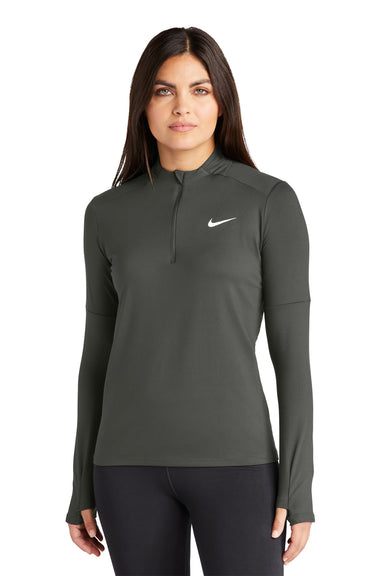 Nike NKDH4951 Womens Element Dri-Fit Moisture Wicking 1/4 Zip Sweatshirt Anthracite Grey Model Front
