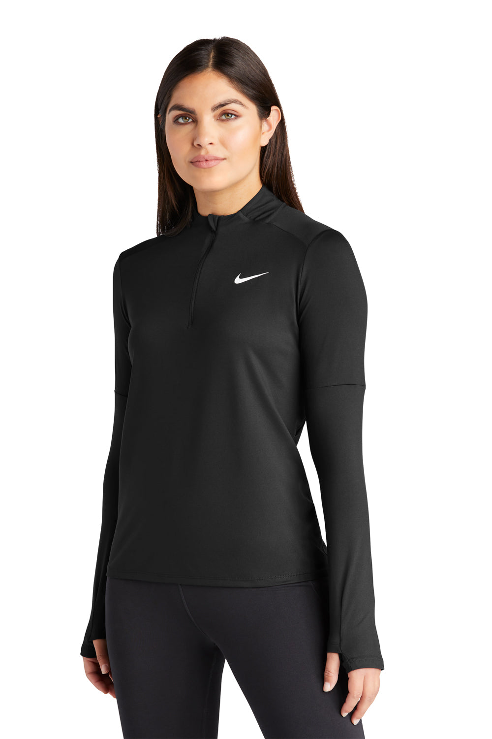 Nike NKDH4951 Womens Element Dri-Fit Moisture Wicking 1/4 Zip Sweatshirt Black Model 3Q