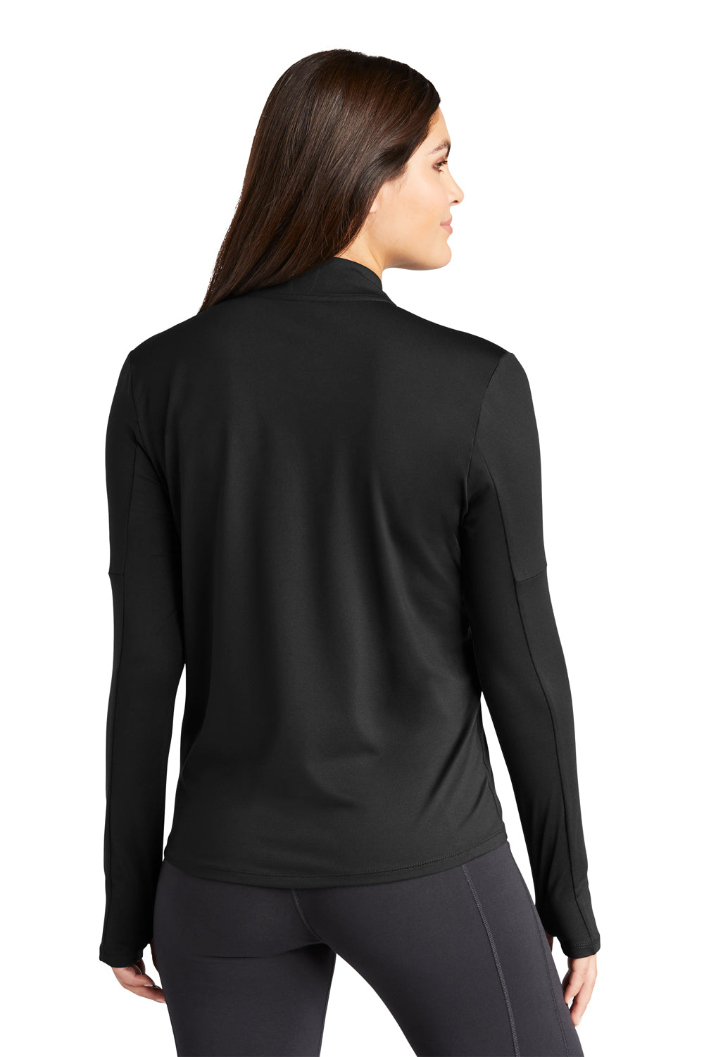 Nike NKDH4951 Womens Element Dri-Fit Moisture Wicking 1/4 Zip Sweatshirt Black Model Back