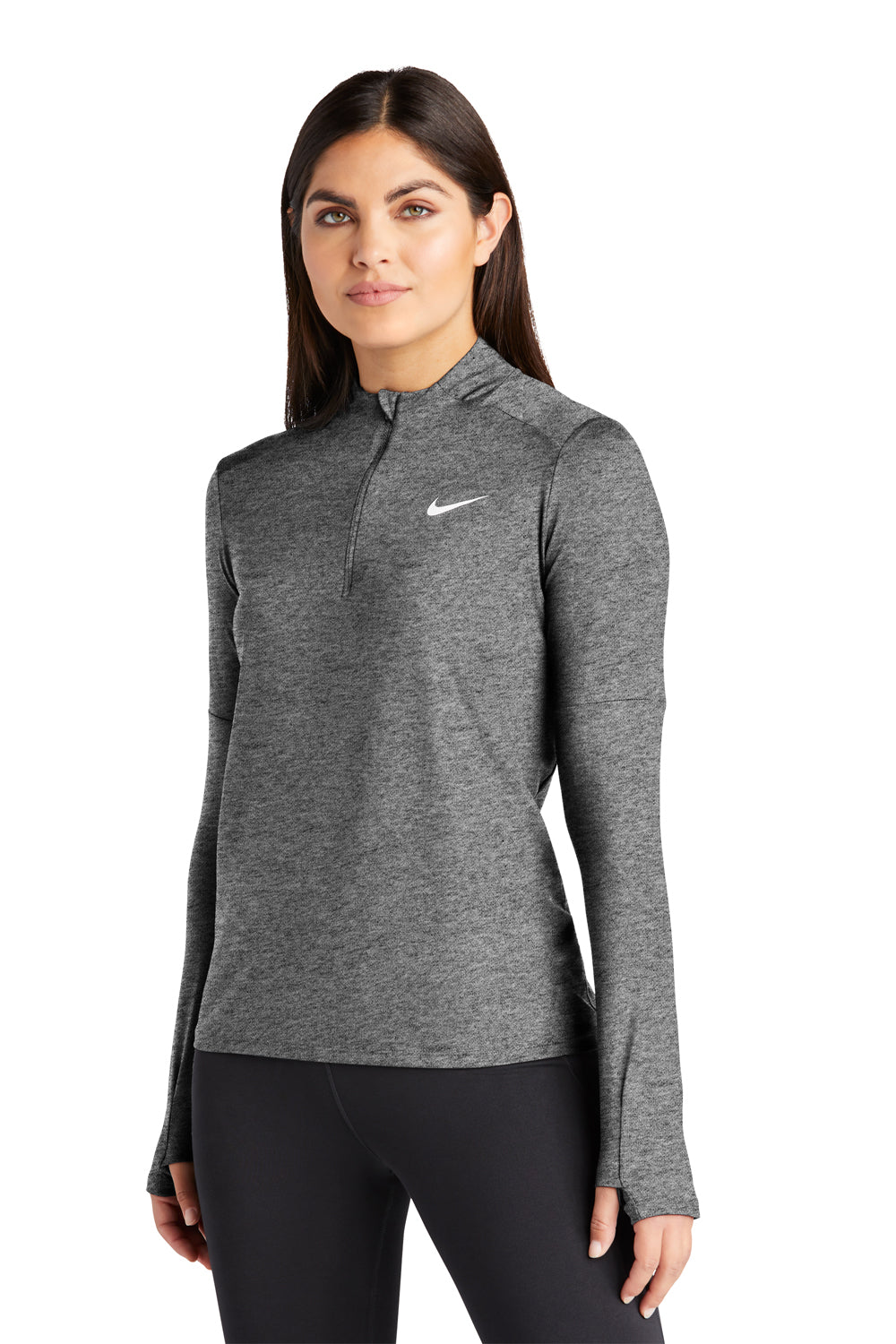 Nike NKDH4951 Womens Element Dri-Fit Moisture Wicking 1/4 Zip Sweatshirt Heather Black Model 3Q