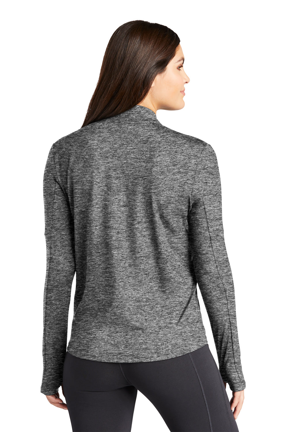 Nike NKDH4951 Womens Element Dri-Fit Moisture Wicking 1/4 Zip Sweatshirt Heather Black Model Back