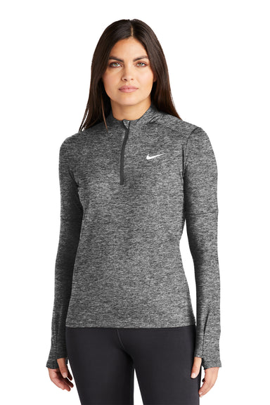 Nike NKDH4951 Womens Element Dri-Fit Moisture Wicking 1/4 Zip Sweatshirt Heather Black Model Front