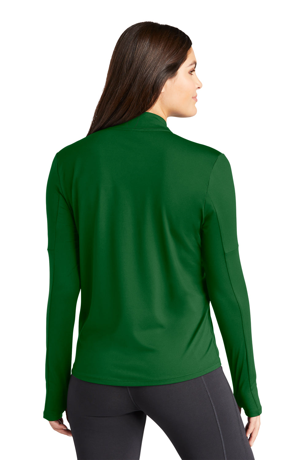 Nike NKDH4951 Womens Element Dri-Fit Moisture Wicking 1/4 Zip Sweatshirt Dark Green Model Back