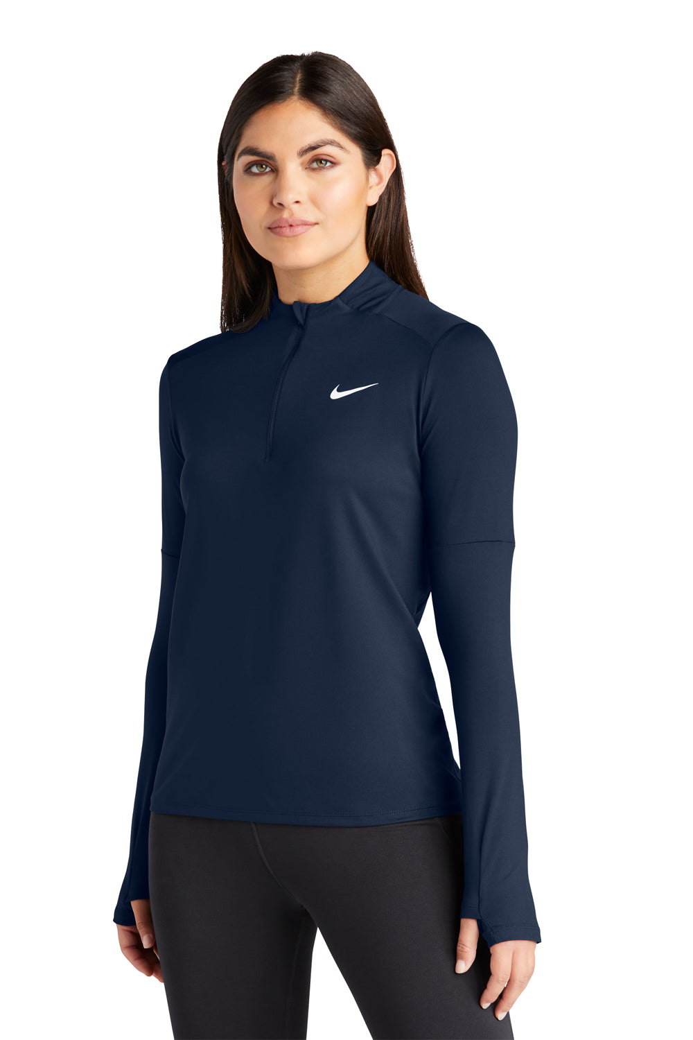 Nike NKDH4951 Womens Element Dri-Fit Moisture Wicking 1/4 Zip Sweatshirt Navy Blue Model 3Q