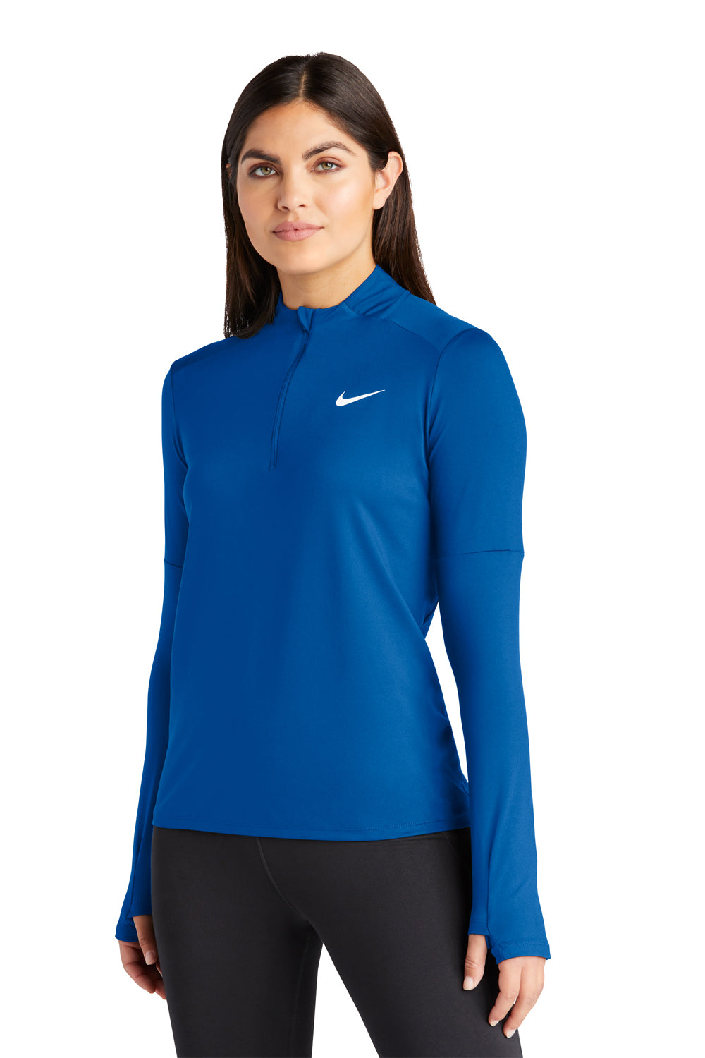 Nike NKDH4951 Womens Element Dri-Fit Moisture Wicking 1/4 Zip Sweatshirt Royal Blue Model 3Q