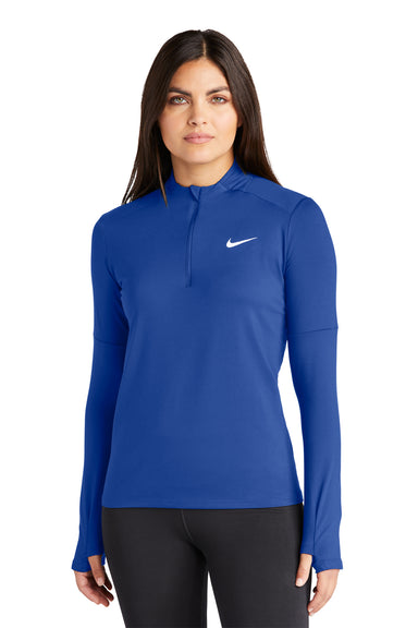 Nike NKDH4951 Womens Element Dri-Fit Moisture Wicking 1/4 Zip Sweatshirt Royal Blue Model Front