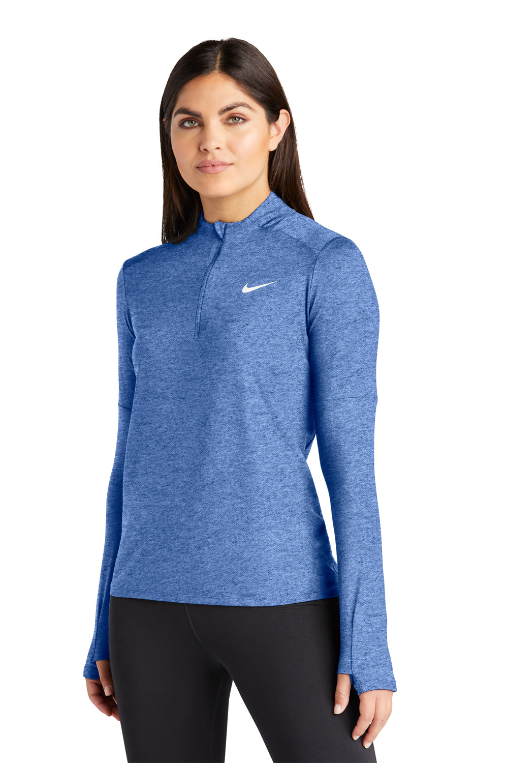 Nike NKDH4951 Womens Element Dri-Fit Moisture Wicking 1/4 Zip Sweatshirt Heather Royal Blue Model 3Q