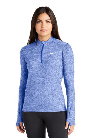 Nike NKDH4951 Womens Element Dri-Fit Moisture Wicking 1/4 Zip Sweatshirt Heather Royal Blue Model Front