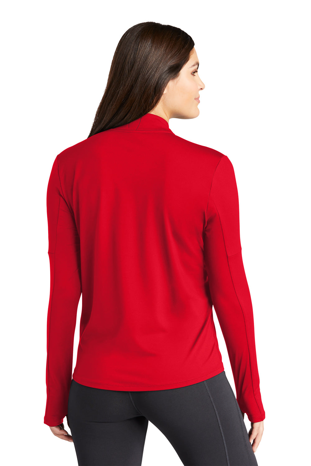 Nike NKDH4951 Womens Element Dri-Fit Moisture Wicking 1/4 Zip Sweatshirt Scarlet Red Model Back