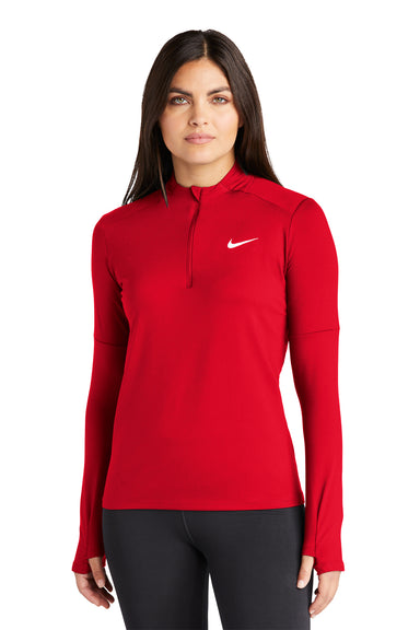 Nike NKDH4951 Womens Element Dri-Fit Moisture Wicking 1/4 Zip Sweatshirt Scarlet Red Model Front