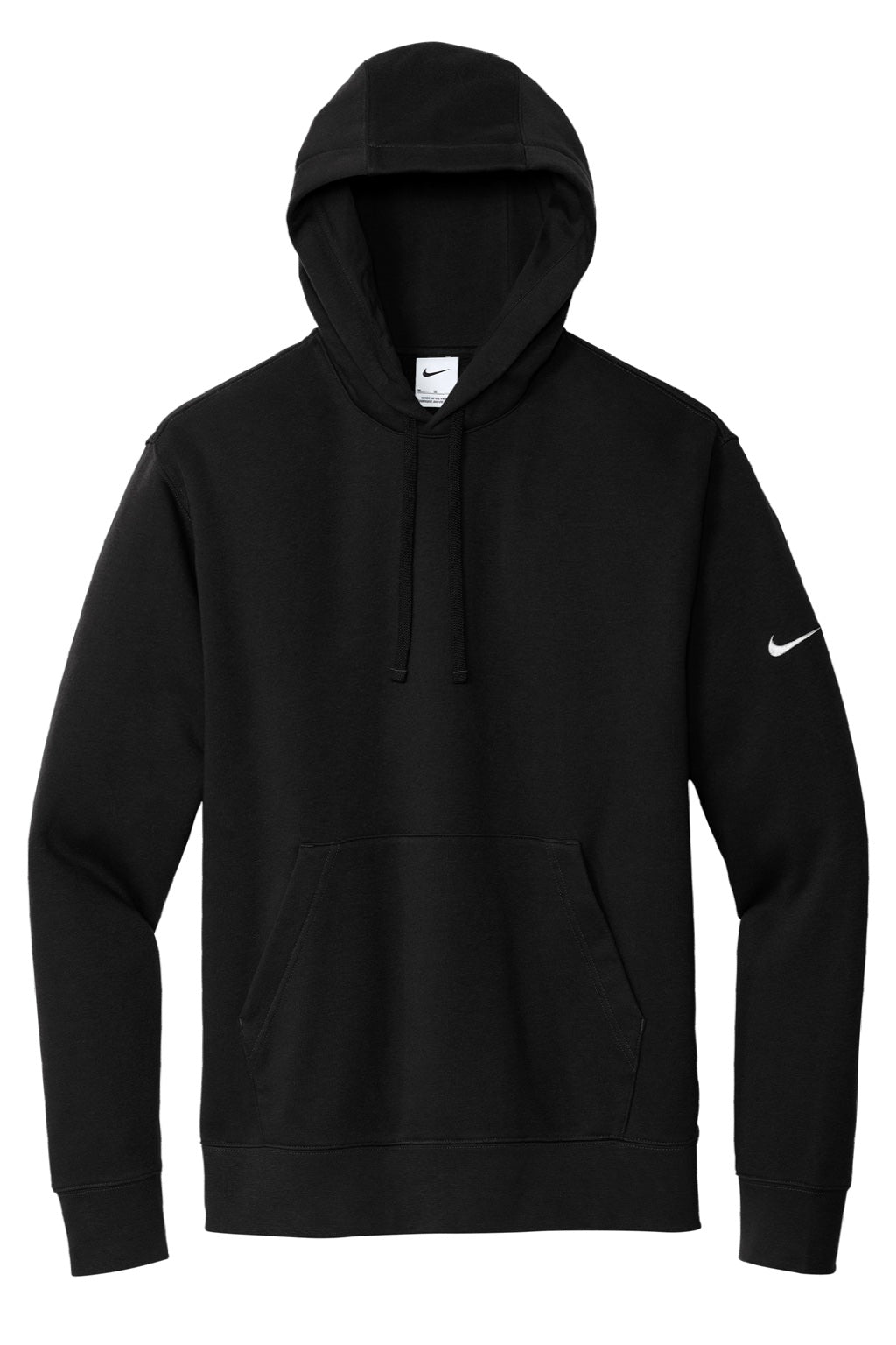 Nike NKDR1499 Mens Club Fleece Hooded Sweatshirt Hoodie w/ Pouch Pocket Black Flat Front
