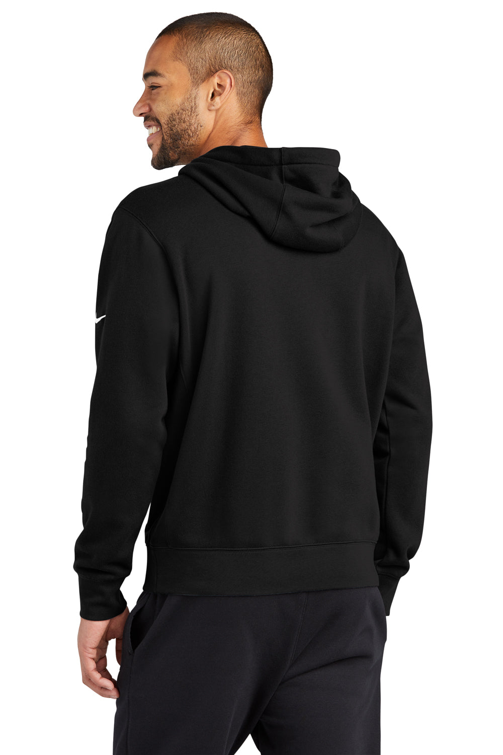 Nike NKDR1499 Mens Club Fleece Hooded Sweatshirt Hoodie Black Model Back