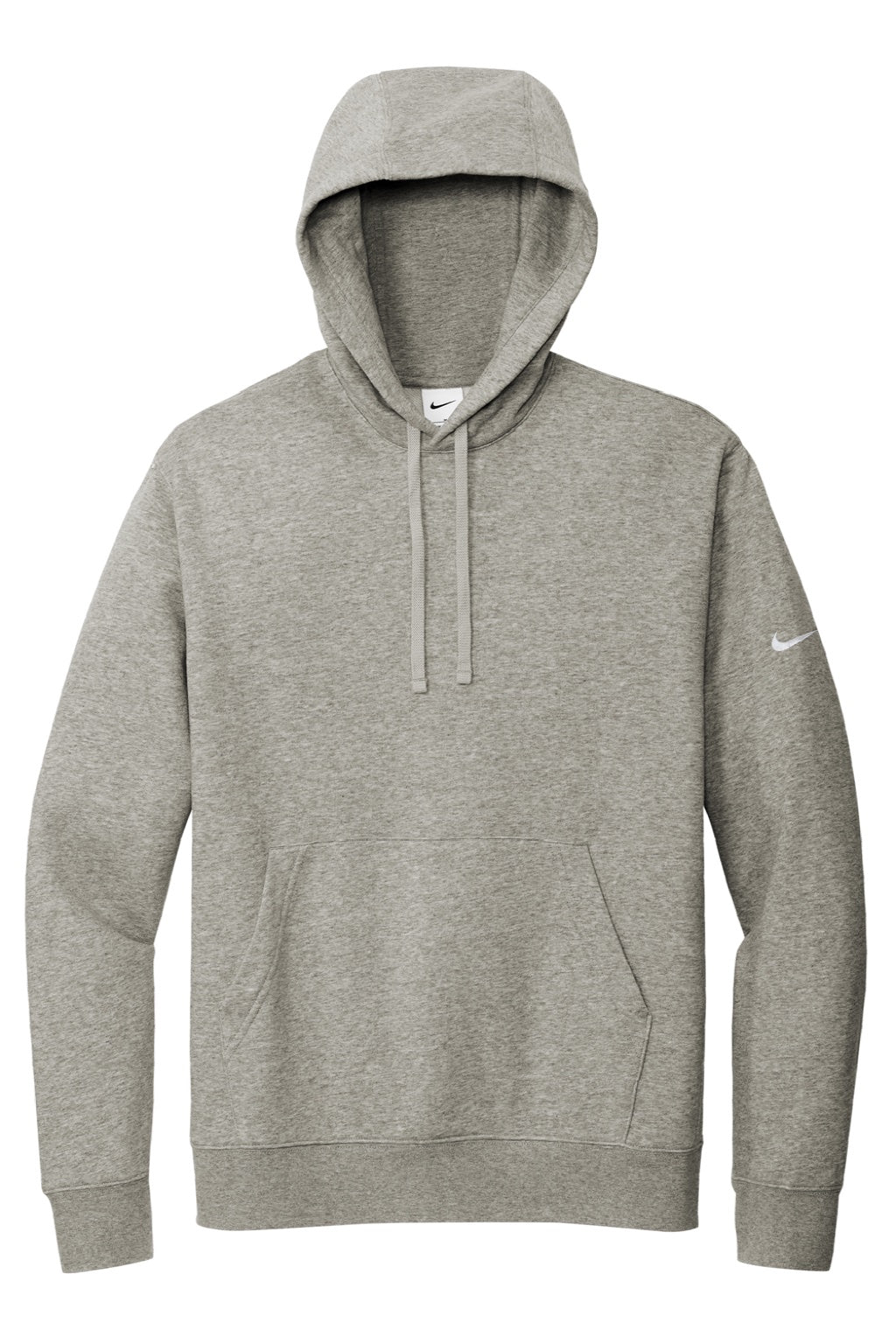 Nike NKDR1499 Mens Club Fleece Hooded Sweatshirt Hoodie w/ Pouch Pocket Heather Dark Grey Flat Front