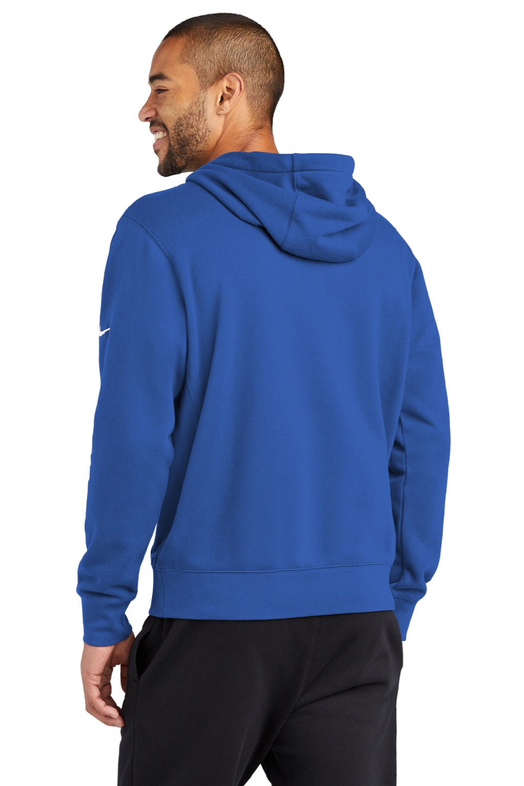 Nike NKDR1499 Mens Club Fleece Hooded Sweatshirt Hoodie w/ Pouch Pocket Game Royal Blue Model Back