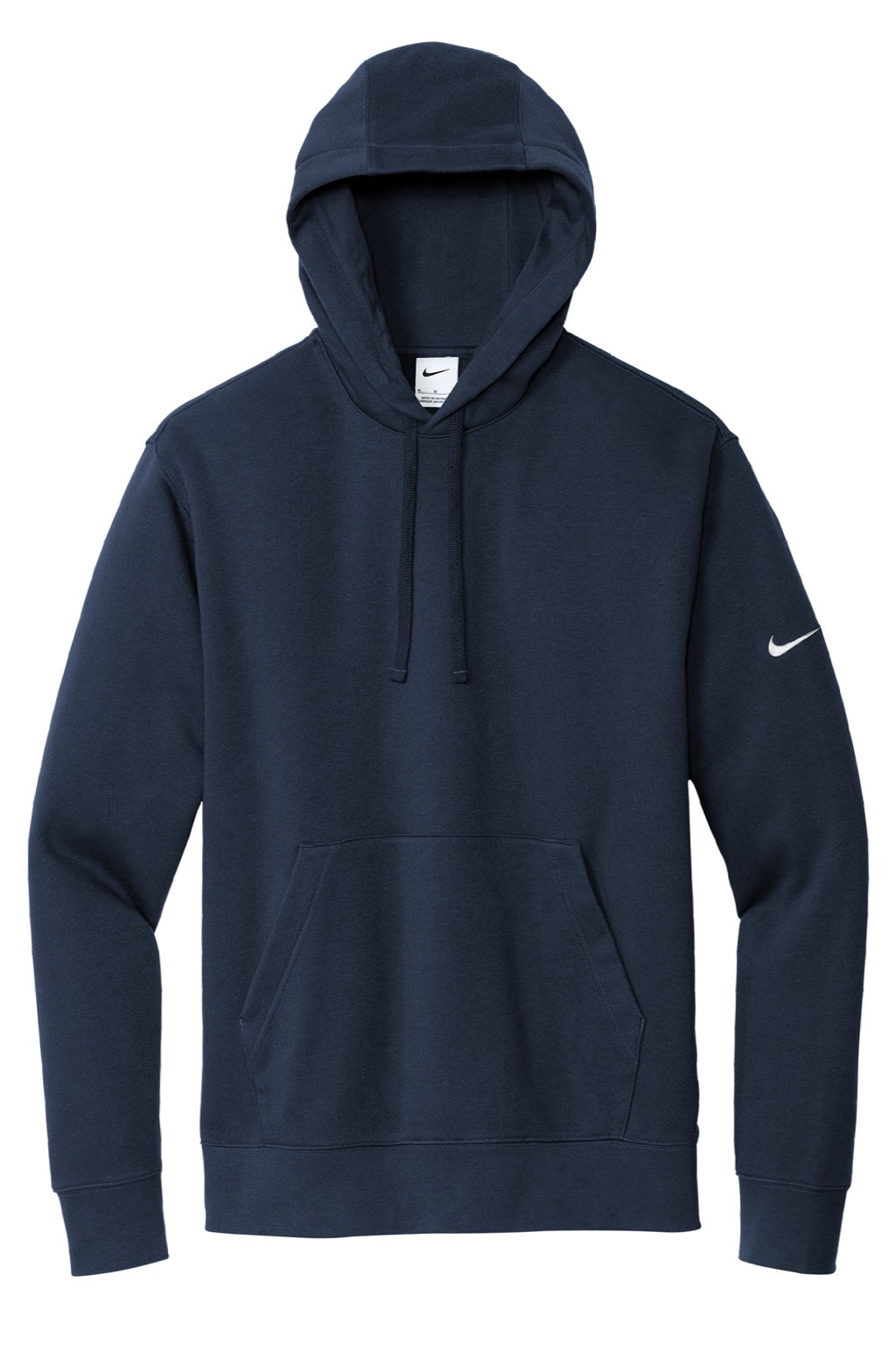 Nike NKDR1499 Mens Club Fleece Hooded Sweatshirt Hoodie w/ Pouch Pocket Midnight Navy Blue Flat Front