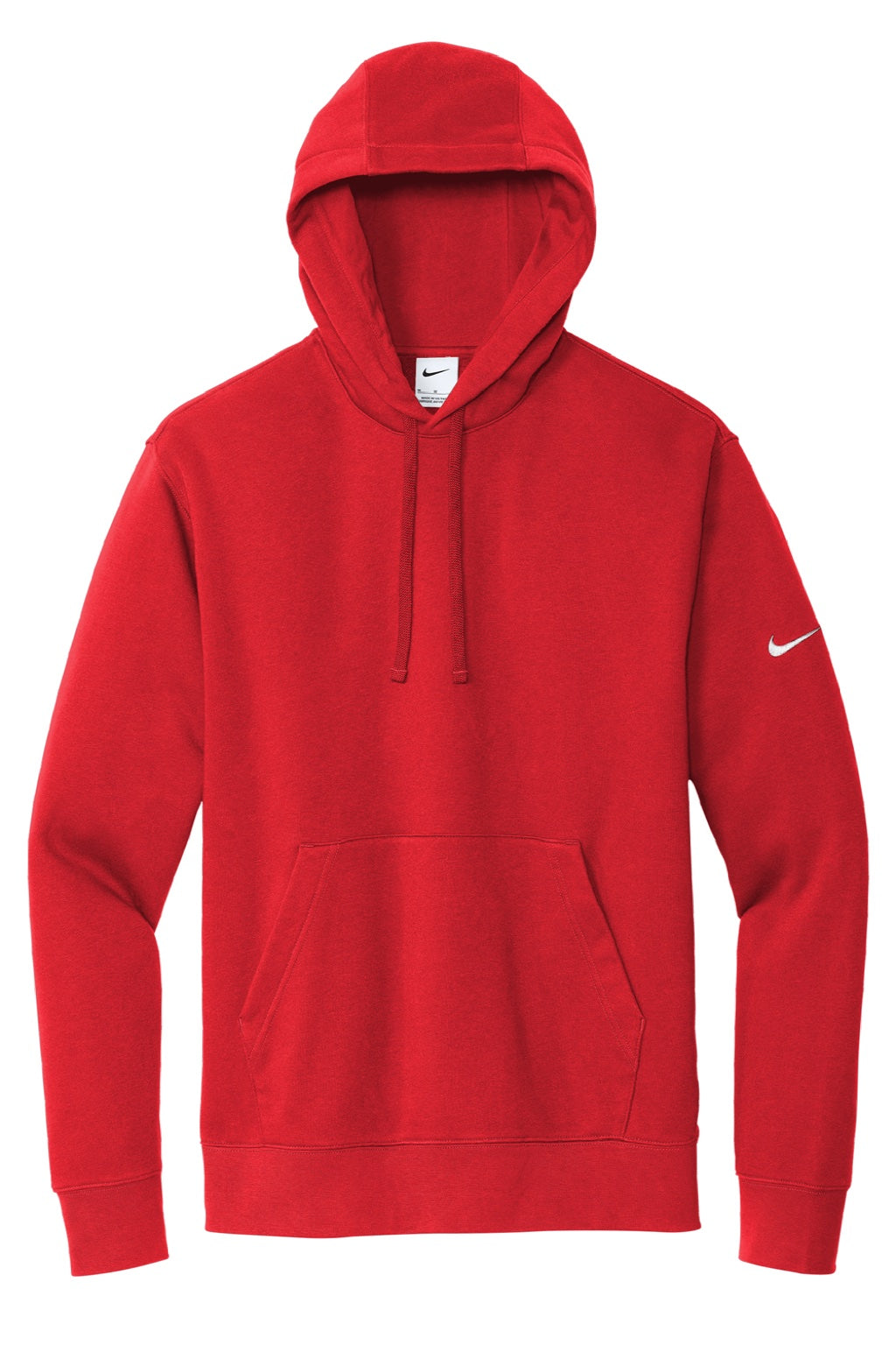 Nike NKDR1499 Mens Club Fleece Hooded Sweatshirt Hoodie w/ Pouch Pocket University Red Flat Front