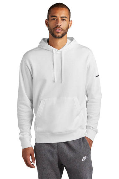 Nike NKDR1499 Mens Club Fleece Hooded Sweatshirt Hoodie w/ Pouch Pocket White Model Front