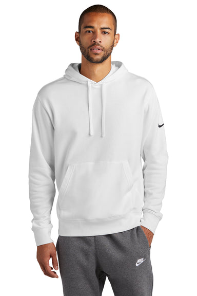 Nike NKDR1499 Mens Club Fleece Hooded Sweatshirt Hoodie White Model Front