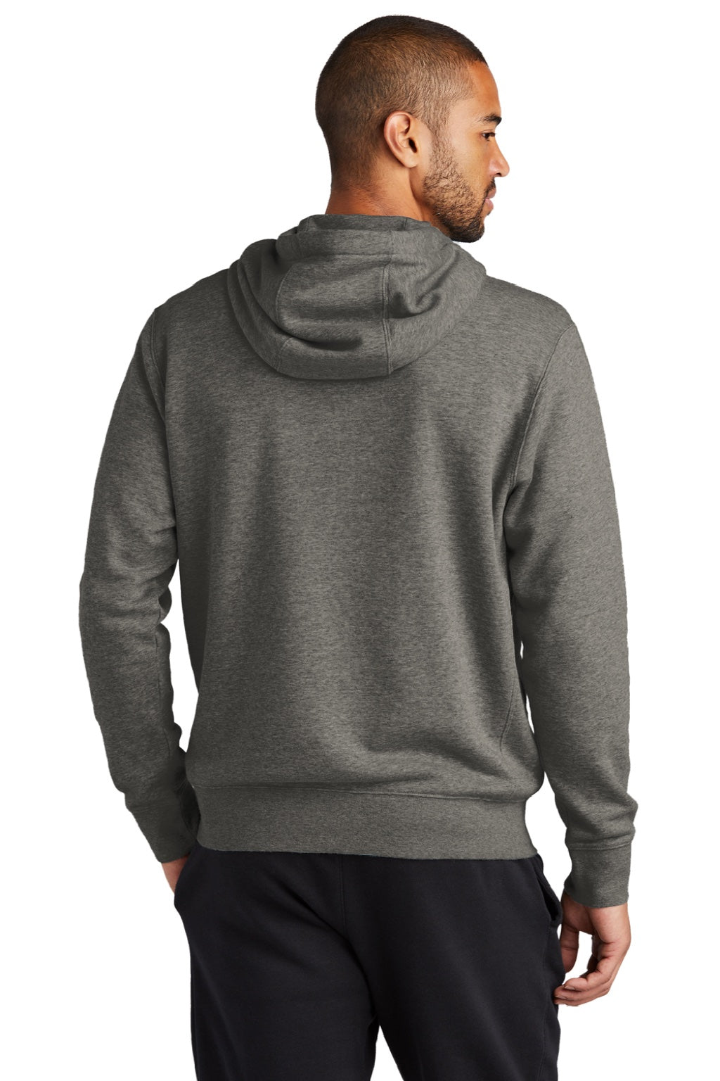 Nike NKDR1513 Mens Club Fleece Full Zip Hooded Sweatshirt Hoodie w/ Pockets Heather Charcoal Grey Model Back
