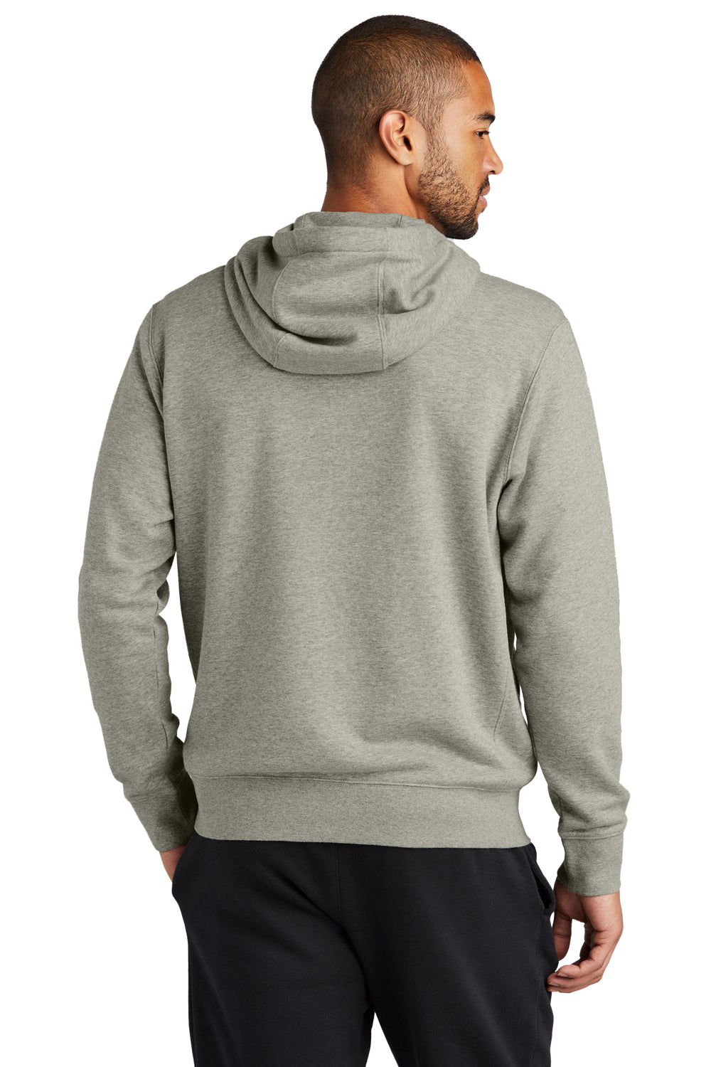 Nike NKDR1513 Mens Club Fleece Full Zip Hooded Sweatshirt Hoodie Heather Dark Grey Model Back