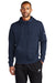 Nike NKDR1513 Mens Club Fleece Full Zip Hooded Sweatshirt Hoodie w/ Pockets Midnight Navy Blue Model Front