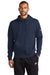 Nike NKDR1513 Mens Club Fleece Full Zip Hooded Sweatshirt Hoodie Midnight Navy Blue Model Front