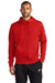 Nike NKDR1513 Mens Club Fleece Full Zip Hooded Sweatshirt Hoodie w/ Pockets University Red Model Front