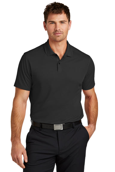 Nike NKDX6684 Mens Victory Dri-Fit Moisture Wicking Short Sleeve Polo Shirt Black Model Front