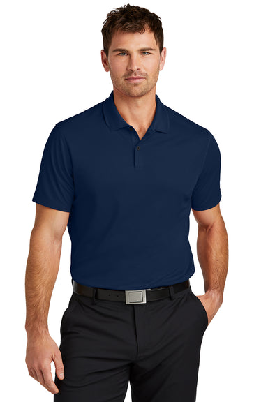 Nike NKDX6684 Mens Victory Dri-Fit Moisture Wicking Short Sleeve Polo Shirt College Navy Blue Model Front