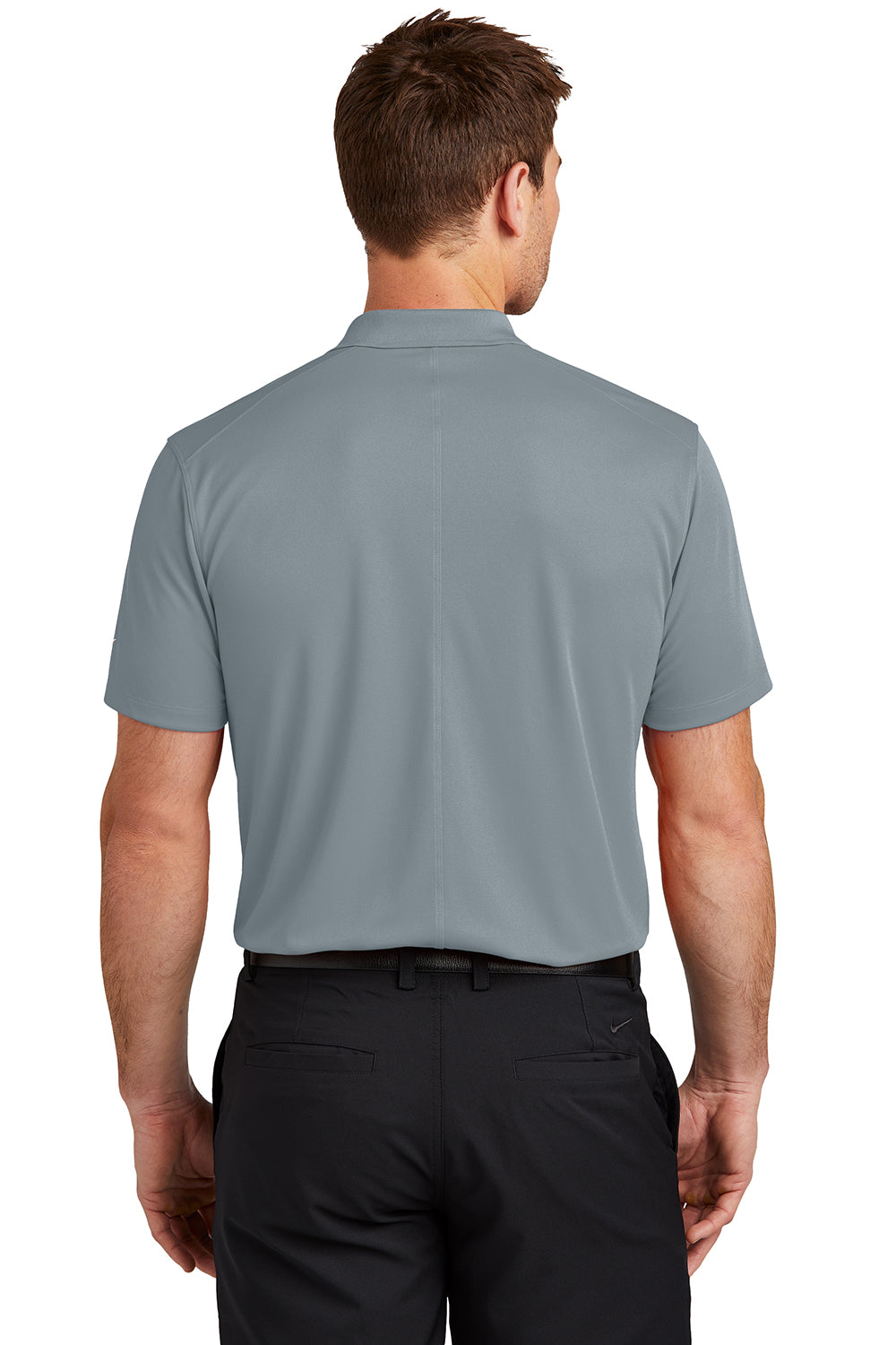 Nike NKDX6684 Mens Victory Dri-Fit Moisture Wicking Short Sleeve Polo Shirt Cool Grey Model Back