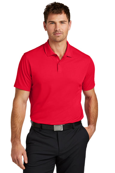 Nike NKDX6684 Mens Victory Dri-Fit Moisture Wicking Short Sleeve Polo Shirt University Red Model Front