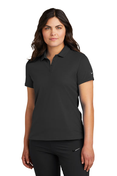 Nike NKDX6685 Womens Victory Dri-Fit Moisture Wicking Short Sleeve Polo Shirt Black Model Front