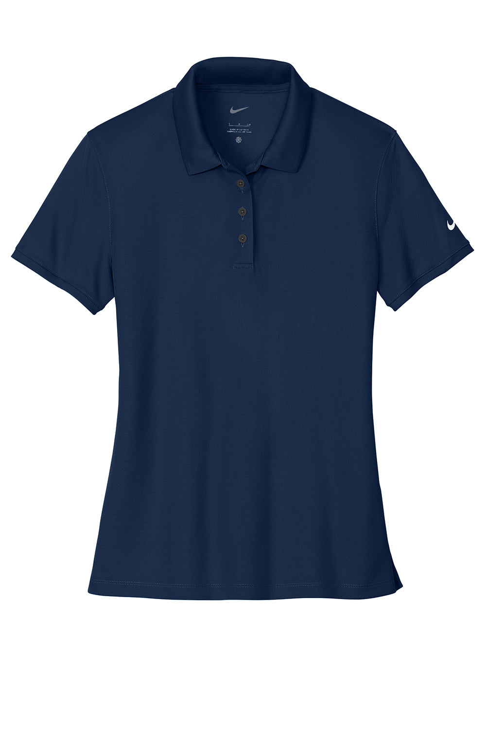 Nike NKDX6685 Womens Victory Dri-Fit Moisture Wicking Short Sleeve Polo Shirt College Navy Blue Flat Front