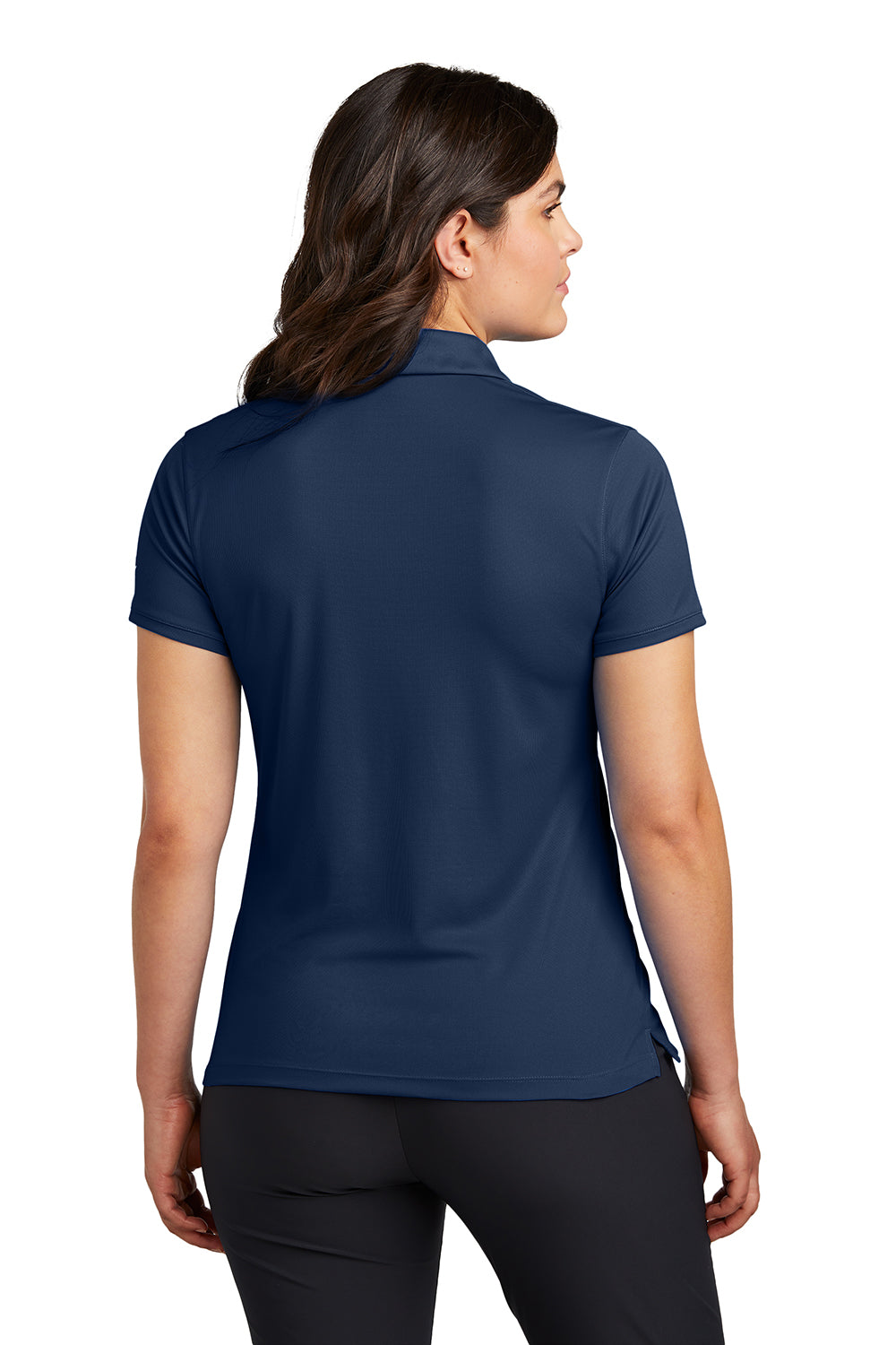 Nike NKDX6685 Womens Victory Dri-Fit Moisture Wicking Short Sleeve Polo Shirt College Navy Blue Model Back