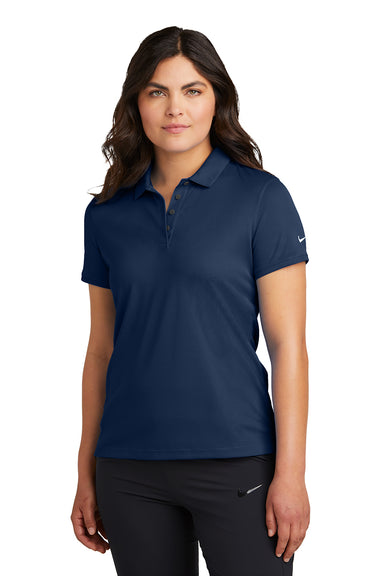 Nike NKDX6685 Womens Victory Dri-Fit Moisture Wicking Short Sleeve Polo Shirt College Navy Blue Model Front