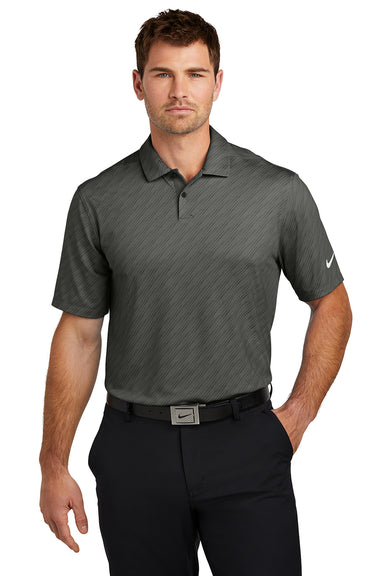Nike NKDX6688 Mens Vapor Dash Dri-Fit Moisture Wicking Short Sleeve Polo Shirt Anthracite Grey Model Front