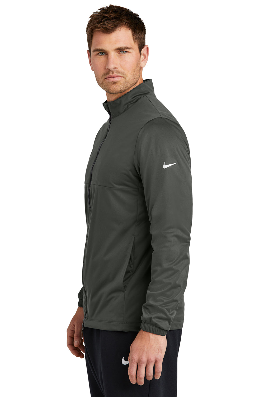 Nike NKDX6716 Mens Storm-Fit Wind & Water Resistant Full Zip Jacket Anthracite Grey Model Side