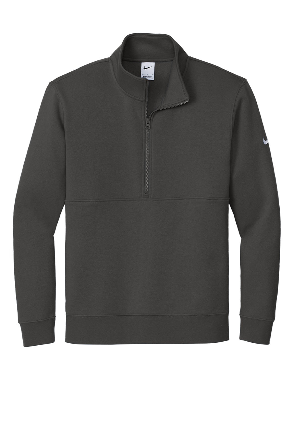 Nike NKDX6718 Mens Club Fleece 1/4 Zip Sweatshirt w/ Pockets Anthracite Grey Flat Front