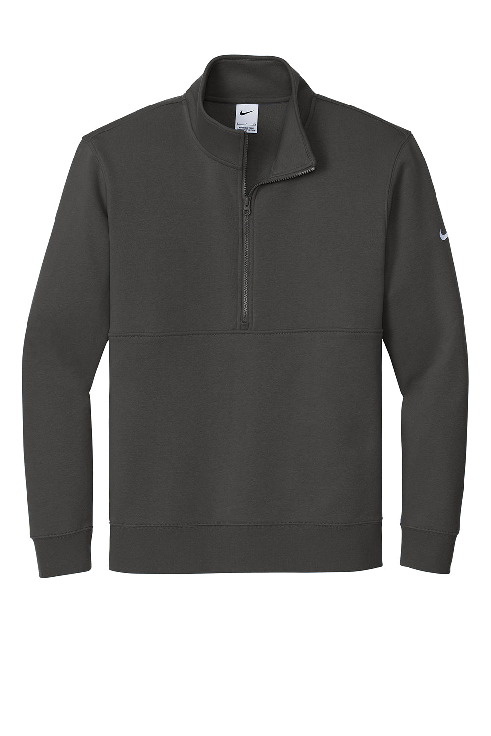Nike NKDX6718 Mens Club Fleece 1/4 Zip Sweatshirt Anthracite Grey Flat Front