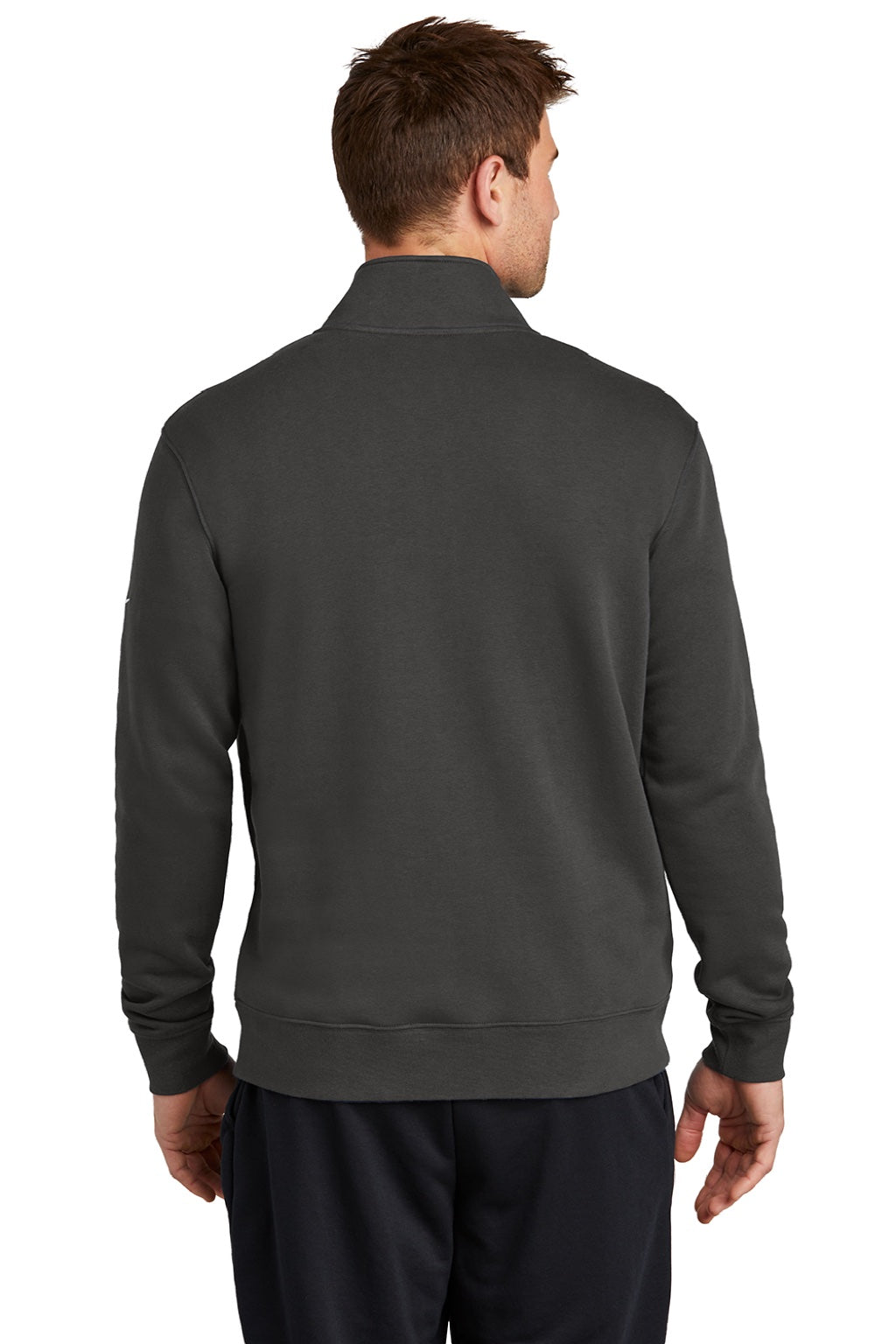 Nike NKDX6718 Mens Club Fleece 1/4 Zip Sweatshirt w/ Pockets Anthracite Grey Model Back