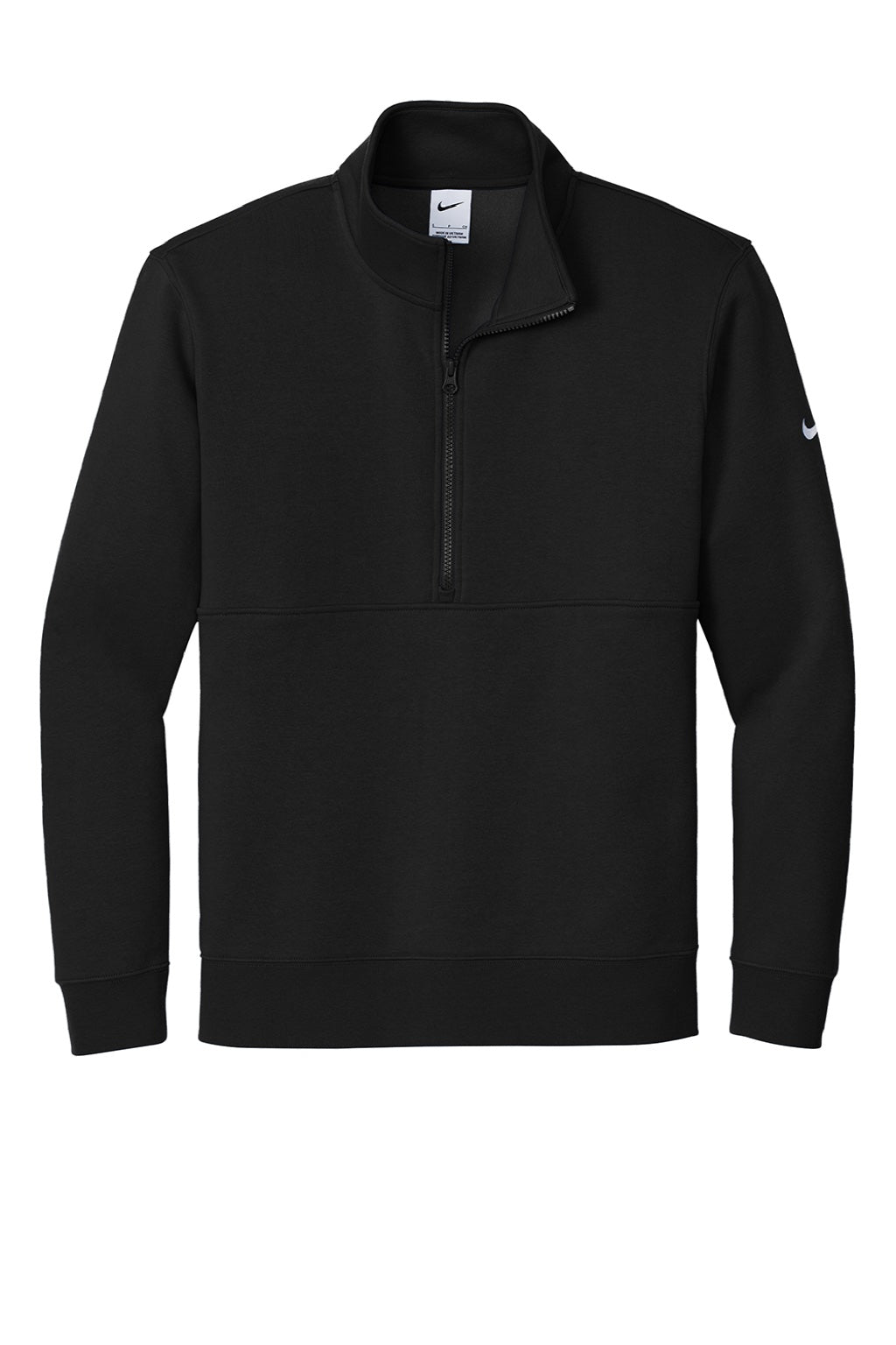 Nike NKDX6718 Mens Club Fleece 1/4 Zip Sweatshirt w/ Pockets Black Flat Front