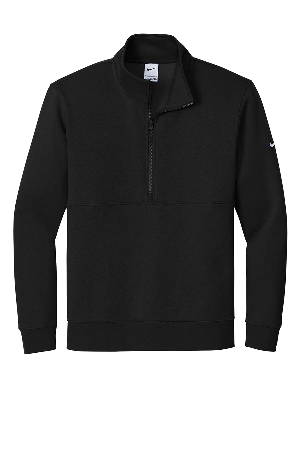 Nike NKDX6718 Mens Club Fleece 1/4 Zip Sweatshirt Black Flat Front