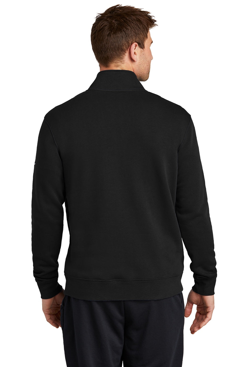 Nike NKDX6718 Mens Club Fleece 1/4 Zip Sweatshirt w/ Pockets Black Model Back