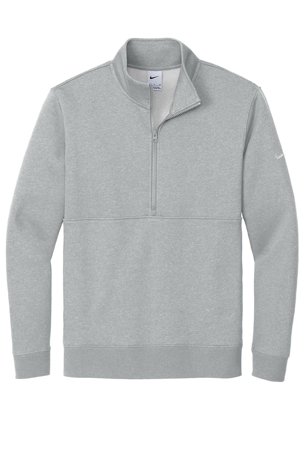 Nike NKDX6718 Mens Club Fleece 1/4 Zip Sweatshirt w/ Pockets Heather Dark Grey Flat Front