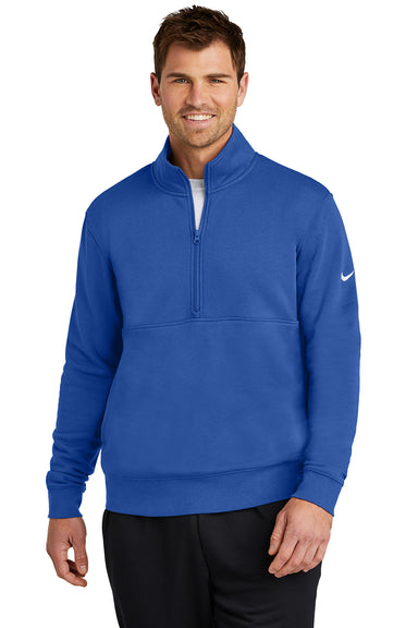 Nike NKDX6718 Mens Club Fleece 1/4 Zip Sweatshirt Game Royal Blue Model Front