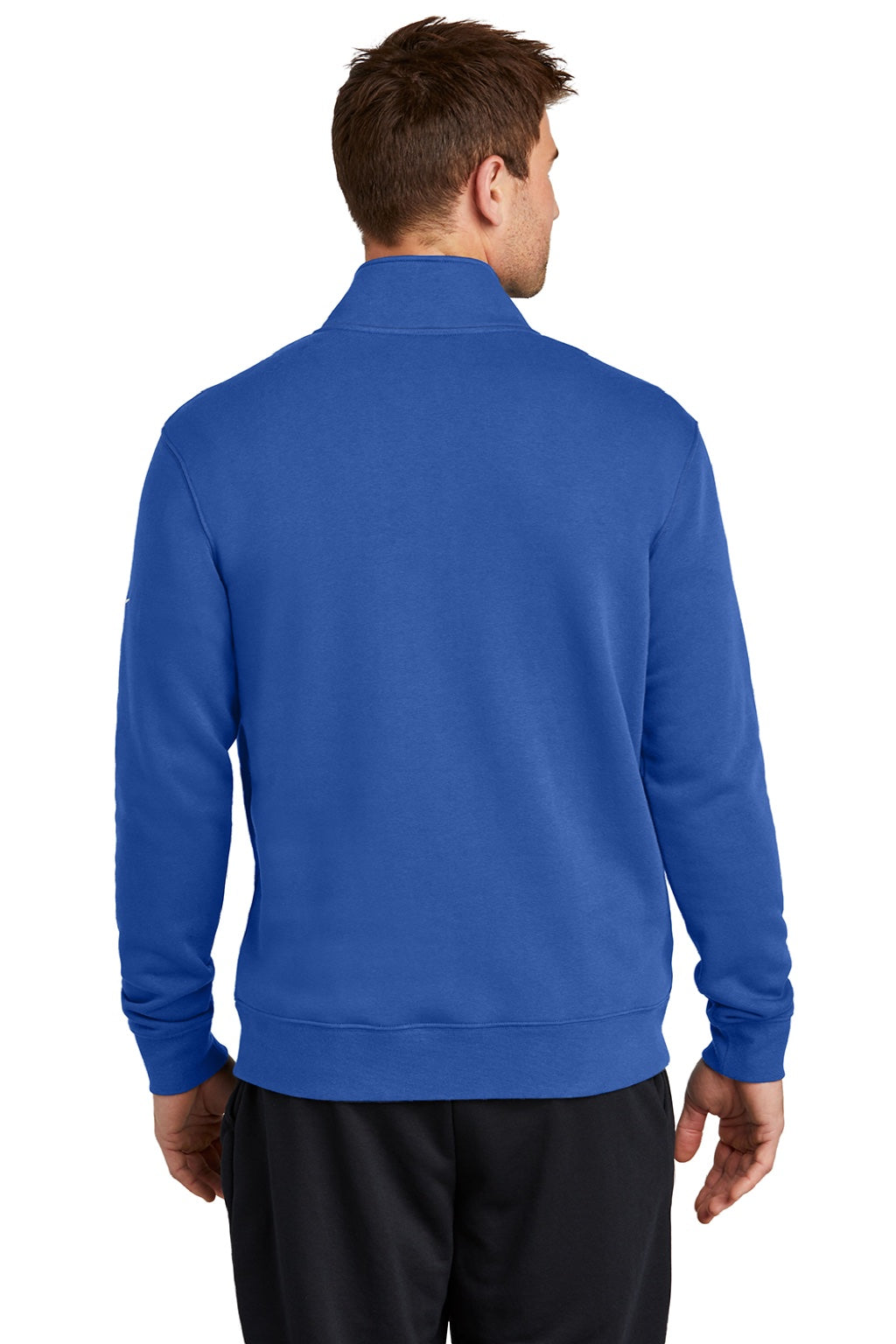 Nike NKDX6718 Mens Club Fleece 1/4 Zip Sweatshirt w/ Pockets Game Royal Blue Model Back