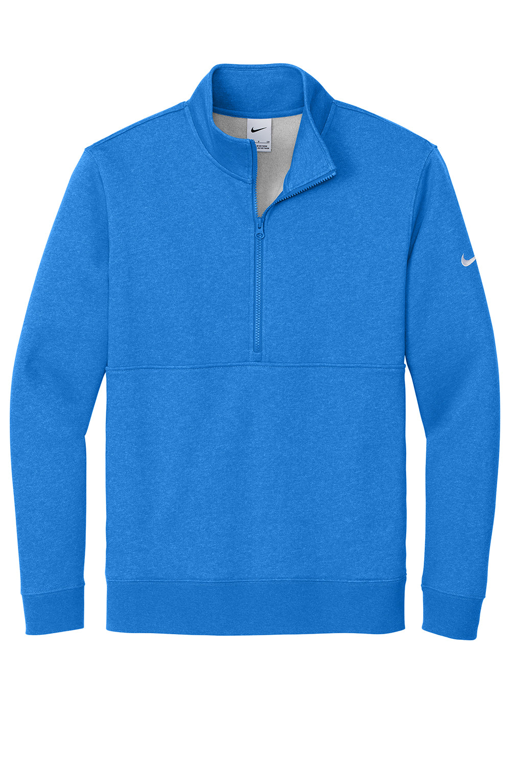 Nike NKDX6718 Mens Club Fleece 1/4 Zip Sweatshirt Heather Light Royal Blue Flat Front
