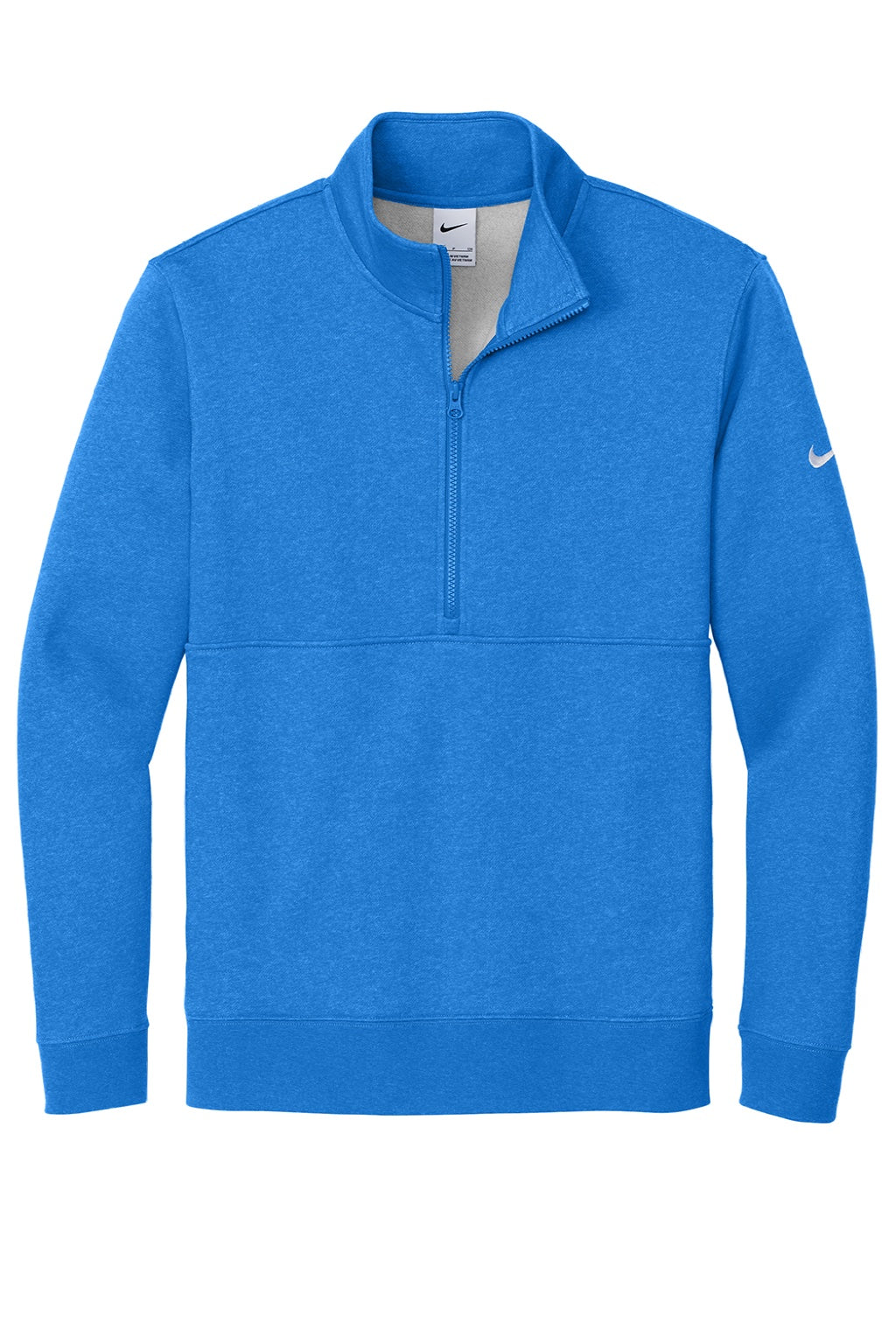 Nike NKDX6718 Mens Club Fleece 1/4 Zip Sweatshirt w/ Pockets Heather Light Royal Blue Flat Front