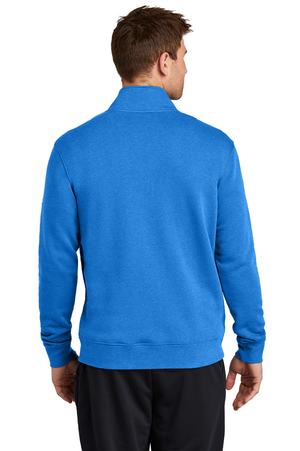Nike NKDX6718 Mens Club Fleece 1/4 Zip Sweatshirt w/ Pockets Heather Light Royal Blue Model Back