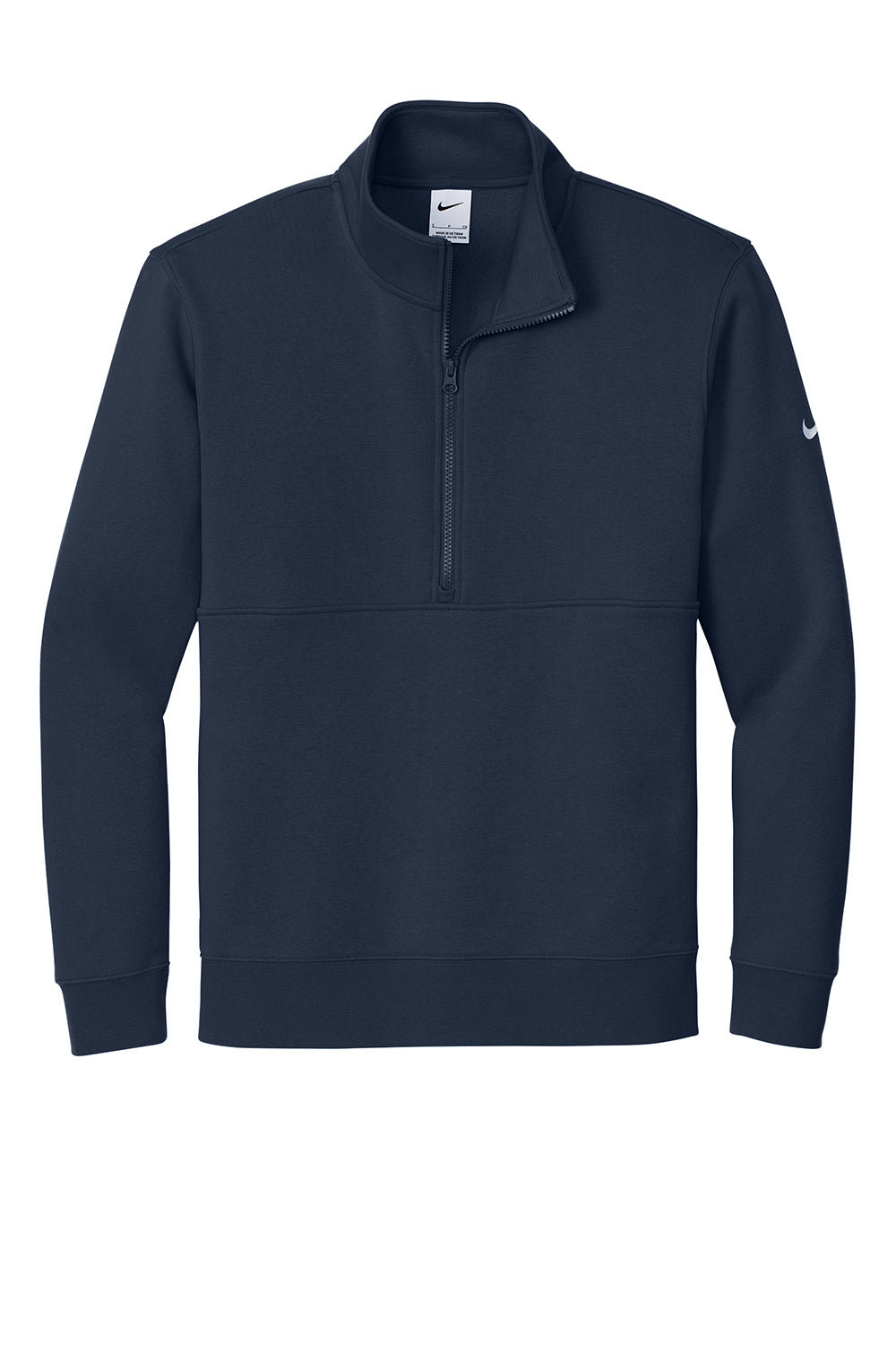 Nike NKDX6718 Mens Club Fleece 1/4 Zip Sweatshirt Midnight Navy Blue Flat Front